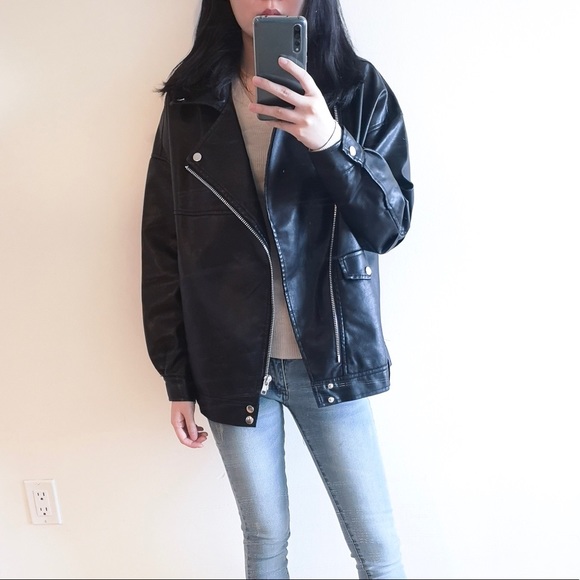 Summer Sale PU leather black motorcycle jacket - Picture 2 of 8